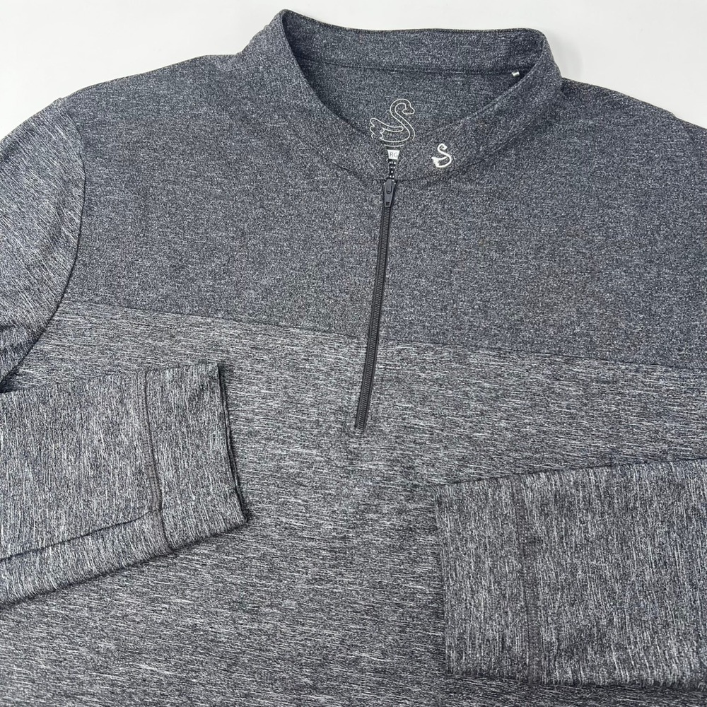 Swannies Mens XL‎ Gray Heathered Quarter Zip Golf Pullover Performance Stretch